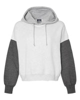Women's Sueded Fleece Colorblocked Crop Hooded Sweatshirt - 11175