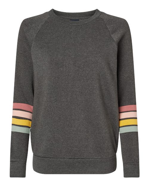 Women's Striped Sleeves Crewneck Sweatshirt - 11771