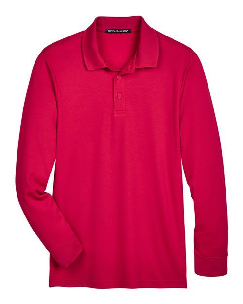 Men's CrownLux Performance® Plaited Long Sleeve Polo - 13263