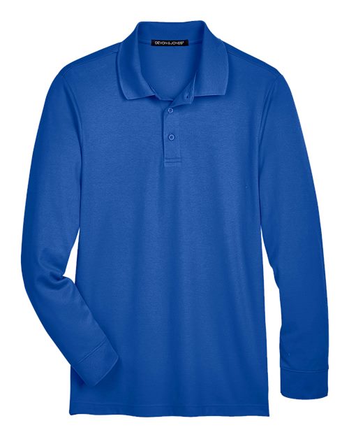Men's CrownLux Performance® Plaited Long Sleeve Polo