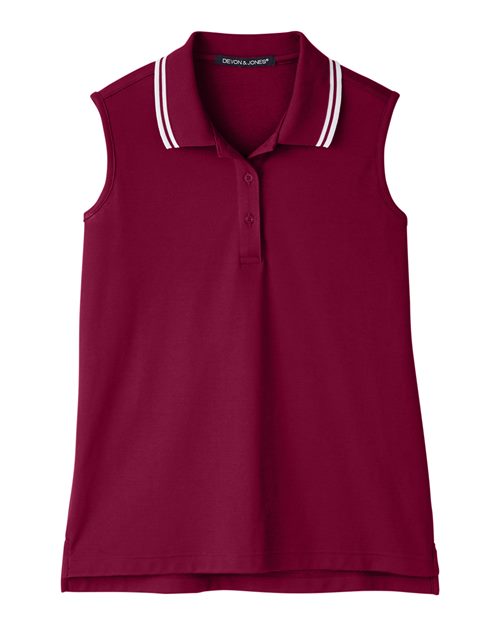 Women's CrownLux Performance® Plaited Tipped Sleeveless Polo