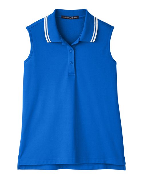 Women's CrownLux Performance® Plaited Tipped Sleeveless Polo - 13280