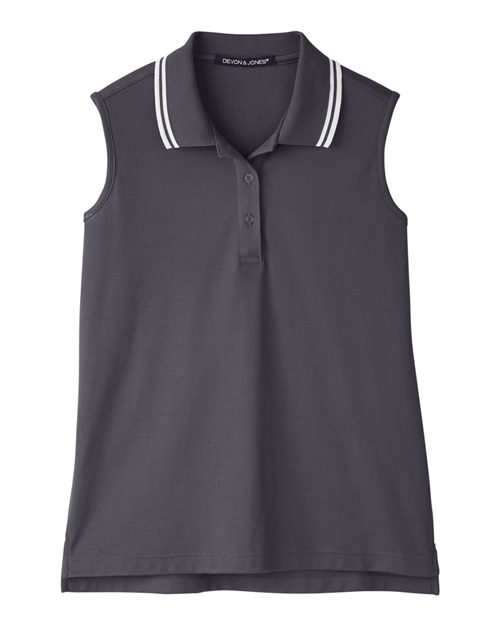 Women's CrownLux Performance® Plaited Tipped Sleeveless Polo - 13280