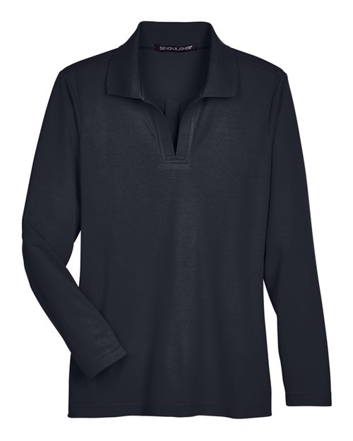 Women's CrownLux Performance® Plaited Long Sleeve Polo - 13286