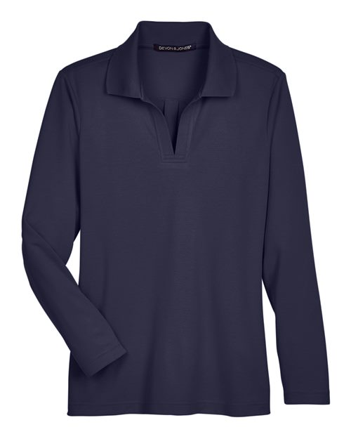 Women's CrownLux Performance® Plaited Long Sleeve Polo - 13286