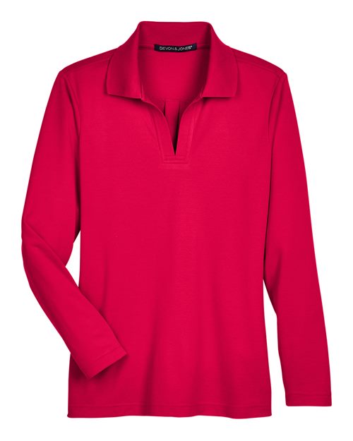 Women's CrownLux Performance® Plaited Long Sleeve Polo - 13286