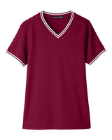 Women's CrownLux Performance® Plaited Tipped V-Neck Shirt