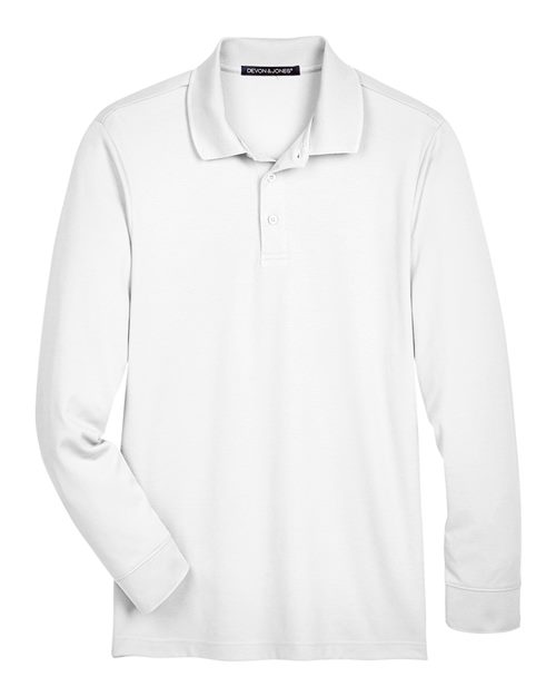 Men's Tall CrownLux Performance® Plaited Long Sleeve Polo - 13429