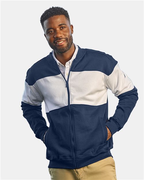 Unisex Anchor Fleece Colorblocked Bomber Jacket - 12014