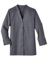 Women's Crown Collection® Stretch Pinpoint Chambra Three-Quarter Sleeve Shirt