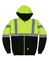 Men's Hi-Vis Class 3 Color Block Full-Zip Hooded Sweatshirt - 13653