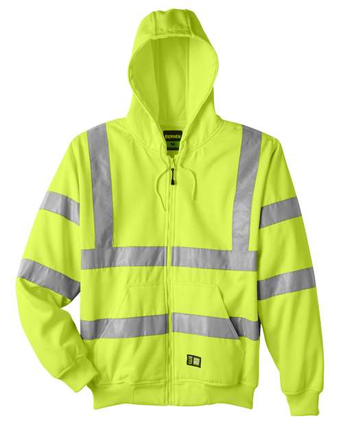 Men's Berne Hi-Vis Class 3 Lined Hooded Sweatshirt - 13663
