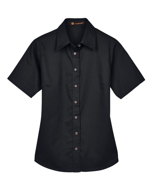 Women's Easy Blend™ Short Sleeve Twill Dress Shirt with Stain-Release - 13895