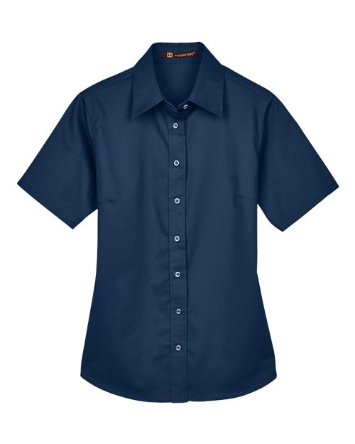 Women's Easy Blend™ Short Sleeve Twill Dress Shirt with Stain-Release - 13895