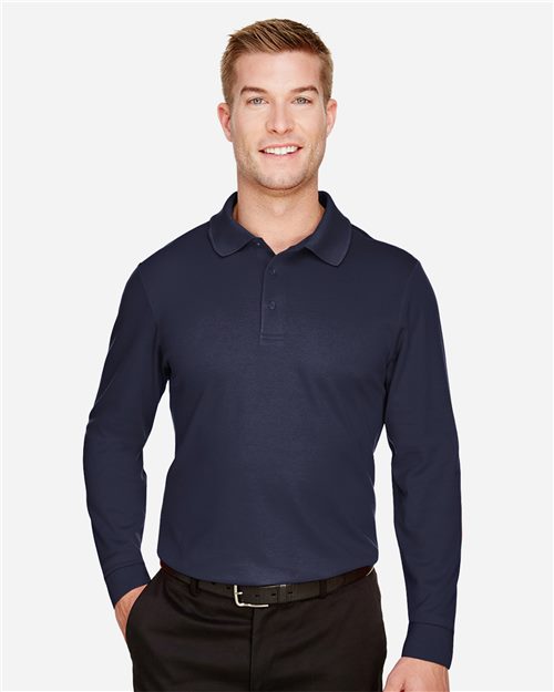 Men's Tall CrownLux Performance® Plaited Long Sleeve Polo - 13429