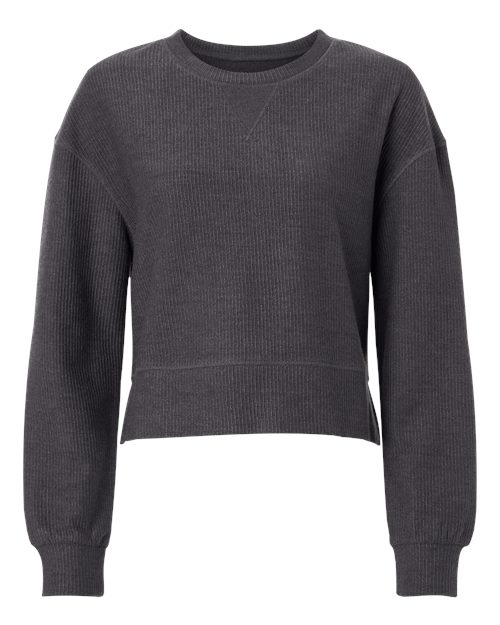 Women's Ribbed Knit Cropped Boxy Crew - 16273