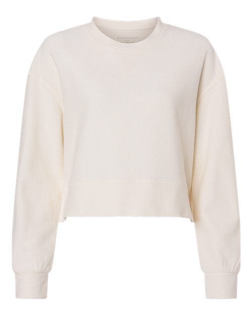 Women's Ribbed Knit Cropped Boxy Crew - 16273