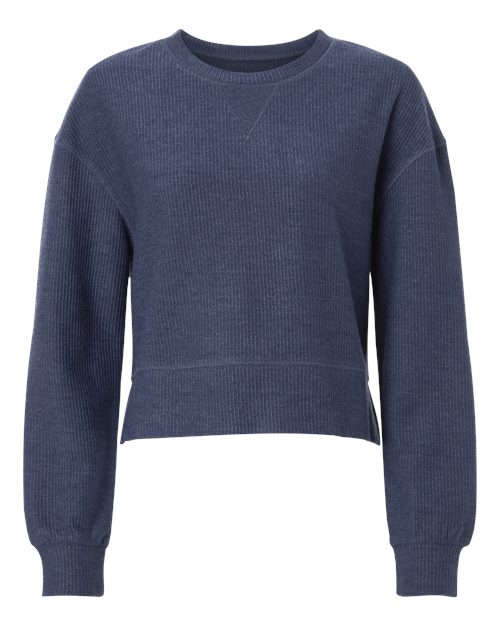 Women's Ribbed Knit Cropped Boxy Crew - 16273