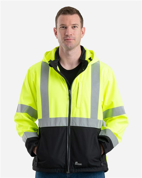 Men's Hi-Vis Class 3 Hooded Soft Shell Jacket - 13671