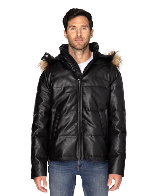 Unisex Vegan Leather Puffer Jacket - 14511