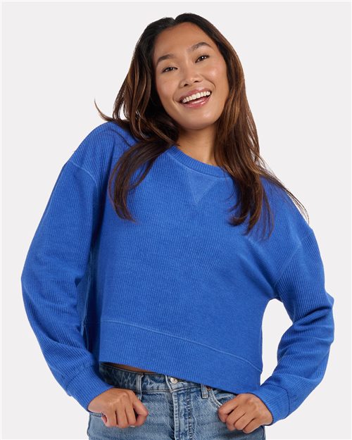 Women's Ribbed Knit Cropped Boxy Crew - 16273