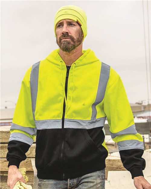 Unisex Hi-Vis Full-Zip Hooded Sweatshirt - 1974