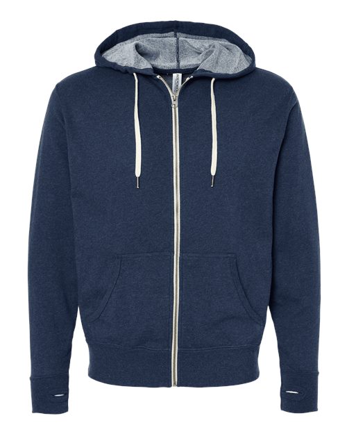 Unisex Heathered French Terry Full-Zip Hooded Sweatshirt - 1617