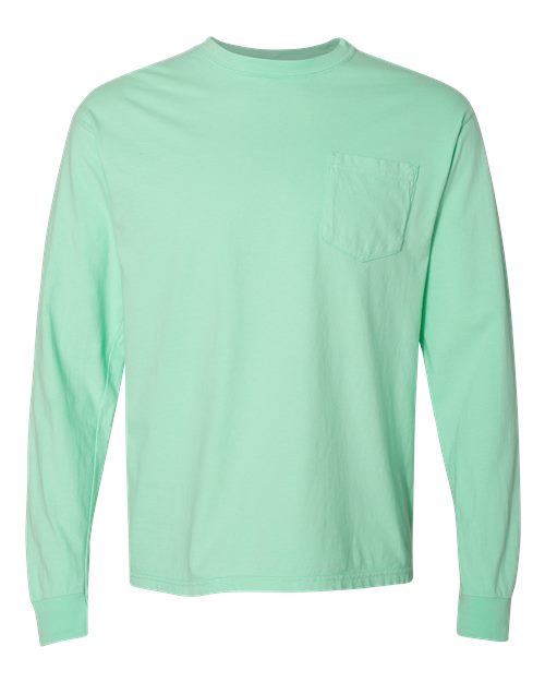 Unisex Garment-Dyed Heavyweight Long Sleeve Pocket T-Shirt - 3444