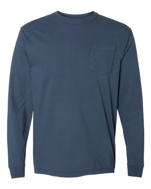 Unisex Garment-Dyed Heavyweight Long Sleeve Pocket T-Shirt - 3444