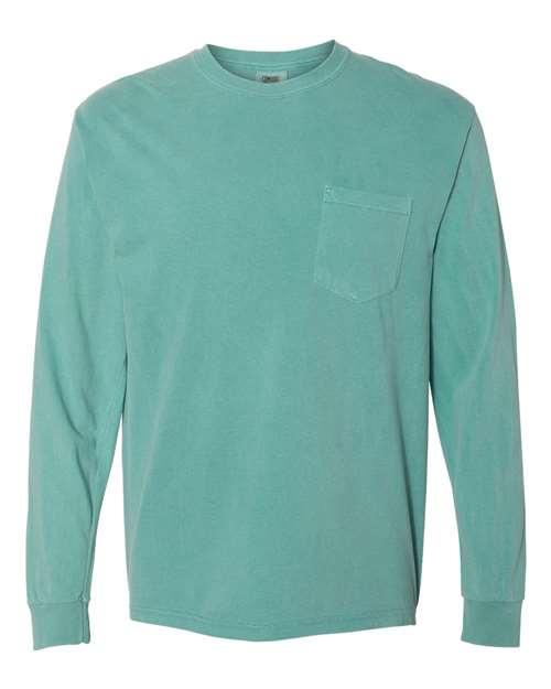 Unisex Garment-Dyed Heavyweight Long Sleeve Pocket T-Shirt - 3444