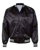 Unisex Satin Baseball Jacket Striped Trim - 5208
