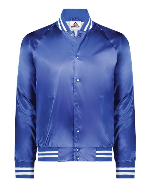Unisex Satin Baseball Jacket Striped Trim - 5208