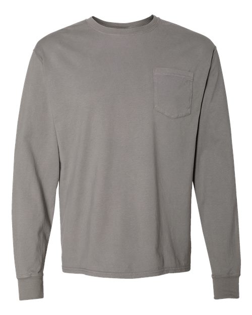 Unisex Garment-Dyed Long Sleeve T-Shirt With a Pocket