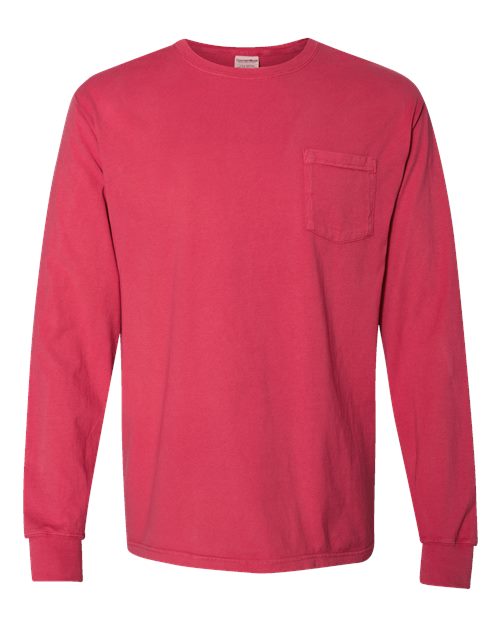 Unisex Garment-Dyed Long Sleeve T-Shirt With a Pocket