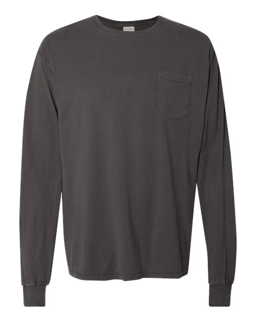 Unisex Garment-Dyed Long Sleeve T-Shirt With a Pocket