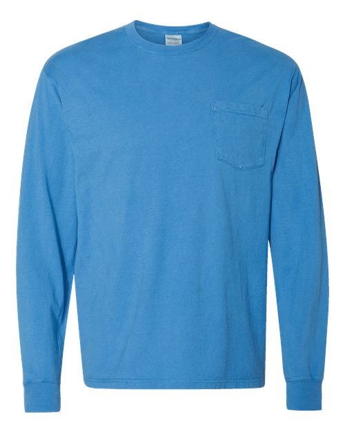 Unisex Garment-Dyed Long Sleeve T-Shirt With a Pocket