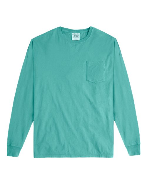 Unisex Garment-Dyed Long Sleeve T-Shirt With a Pocket