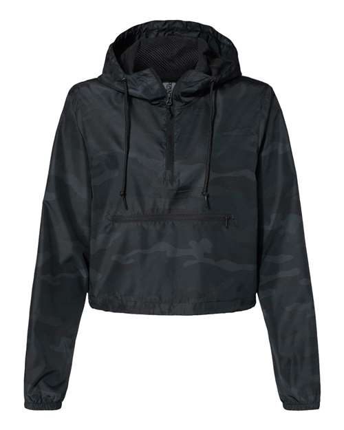Women's Lightweight Quarter-Zip Pullover Crop Windbreaker - 9141