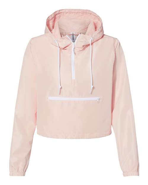 Women's Lightweight Quarter-Zip Pullover Crop Windbreaker - 9141