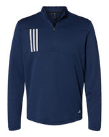 Men's 3-Stripes Double-Knit Quarter-Zip Pullover